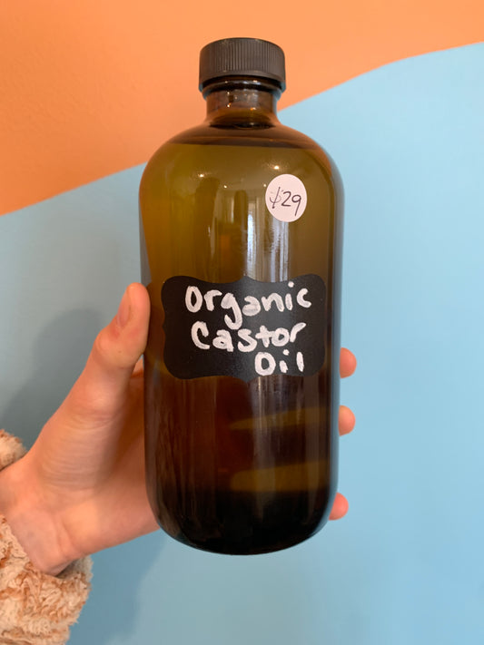 Organic Castor Oil in Amber bottle