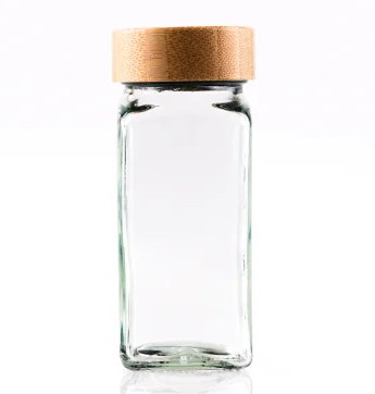 120ml Glass Square Spice Jar with Bamboo Lid