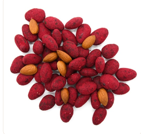 Raspberry Dusted Dark Chocolate Almonds 100g